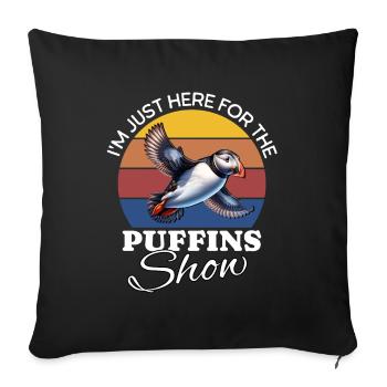 Dictons amusants de macareux - Housse de coussin décorative 45 x 45 cm - noir - Devant