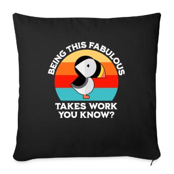 puffin saying - Sofa pillowcase 17,3'' x 17,3'' (45 x 45 cm) - black - Front
