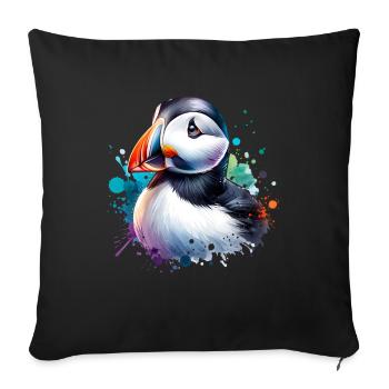 puffin - Sofa pillowcase 17,3'' x 17,3'' (45 x 45 cm) - black - Front
