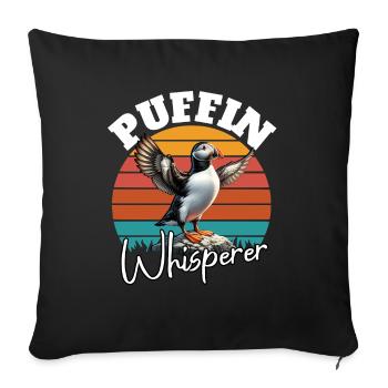 Souffleur de macareux - Housse de coussin décorative 45 x 45 cm - noir - Devant