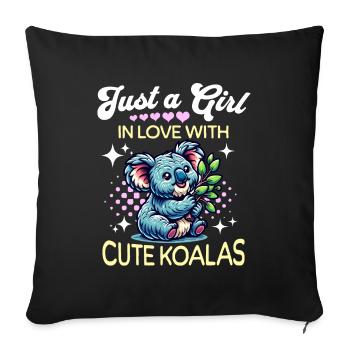 Koala Girl - Housse de coussin décorative 45 x 45 cm - noir - Devant