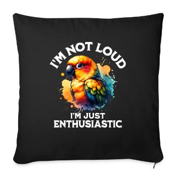Sun Parakeet Saying - Sofa pillowcase 17,3'' x 17,3'' (45 x 45 cm) - black - Front