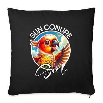 Sun Conure Girl - Sofa pillowcase 17,3'' x 17,3'' (45 x 45 cm) - black - Front
