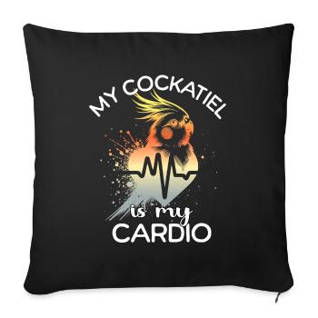 Cockatiel ECG Cockatiel Heart Line - Sofa pillowcase 17,3'' x 17,3'' (45 x 45 cm) - black - Front
