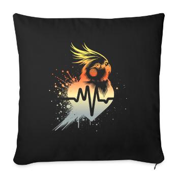 Nymphensittich Cardio - Sofakissenbezug 45 x 45 cm - Schwarz - Vorne