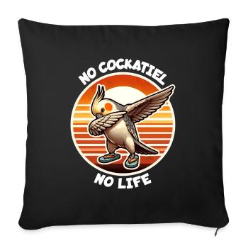 Cockatiel Saying - Sofa pillowcase 17,3'' x 17,3'' (45 x 45 cm) - black - Front
