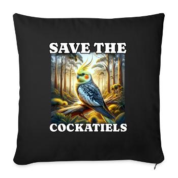 Save Cockatiel - Sofakissenbezug 45 x 45 cm - Schwarz - Vorne