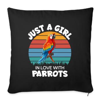 Une fille aime le perroquet - Housse de coussin décorative 45 x 45 cm - noir - Devant