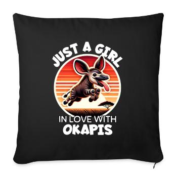 Girl Loves Okapi - Sofa pillowcase 17,3'' x 17,3'' (45 x 45 cm) - black - Front