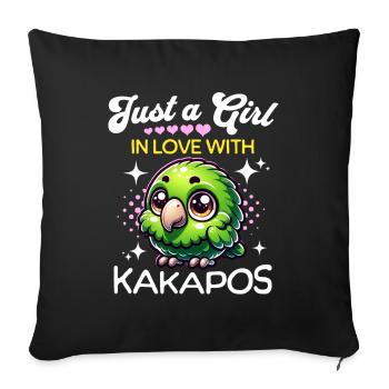 Night Parrot Girl Kakapo - Sofa pillowcase 17,3'' x 17,3'' (45 x 45 cm) - black - Front