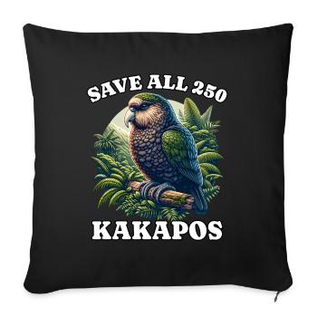 Save Kakapo - Sofakissenbezug 45 x 45 cm - Schwarz - Vorne