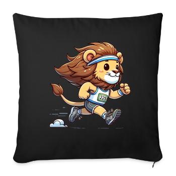 Mignon marathonien lion - Housse de coussin décorative 45 x 45 cm - noir - Devant
