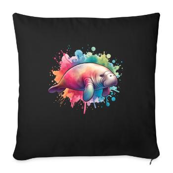 Dugong Lamantin - Housse de coussin décorative 45 x 45 cm - noir - Devant