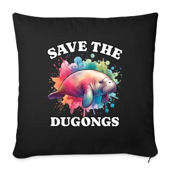Save Manatee - Sofa pillowcase 17,3'' x 17,3'' (45 x 45 cm) - black - Front