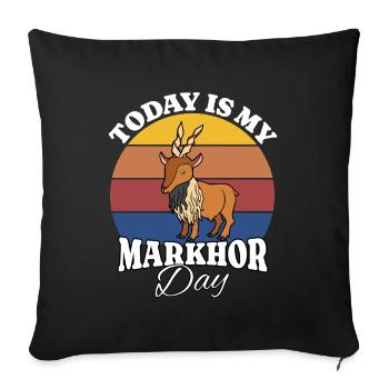 Vis chèvre Markhor - Housse de coussin décorative 45 x 45 cm - noir - Devant