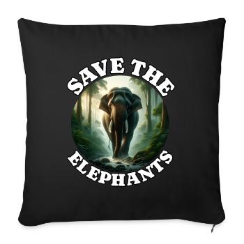 Sumatran Elephant - Sofa pillowcase 17,3'' x 17,3'' (45 x 45 cm) - black - Front