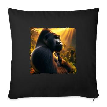 Mountain gorilla - Sofa pillowcase 17,3'' x 17,3'' (45 x 45 cm) - black - Front
