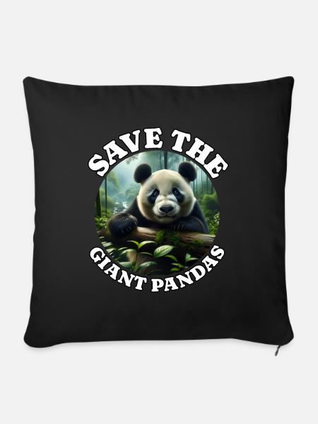 Pandabär Panda - Sofakissenbezug 45 x 45 cm - Schwarz