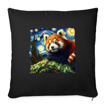 Panda roux Nuit étoilée - Housse de coussin décorative 45 x 45 cm - noir - Devant