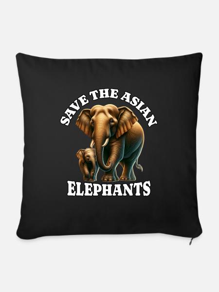 Asiatischer Elefant - Sofakissenbezug 45 x 45 cm - Schwarz