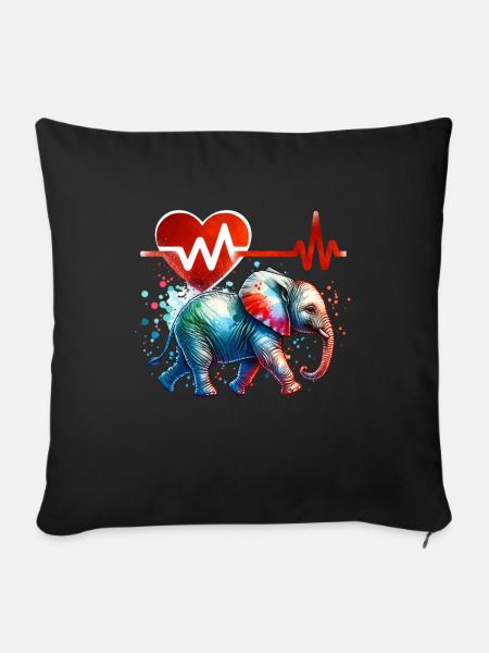 Zwergelefant EKG - Sofakissenbezug 45 x 45 cm - Schwarz