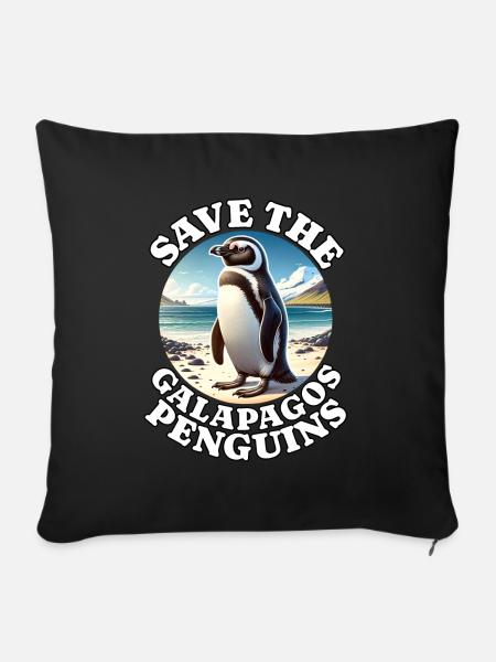 Galapagos Pinguin - Sofakissenbezug 45 x 45 cm - Schwarz