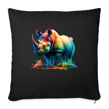Rhino Nashorn - Sofa pillowcase 17,3'' x 17,3'' (45 x 45 cm) - black - Front