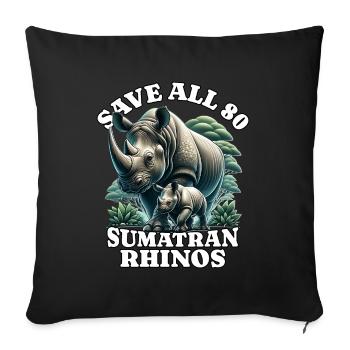 Save Rhino Nashorn - Sofa pillowcase 17,3'' x 17,3'' (45 x 45 cm) - black - Front