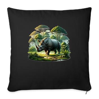 Rhino Nashorn - Sofa pillowcase 17,3'' x 17,3'' (45 x 45 cm) - black - Front