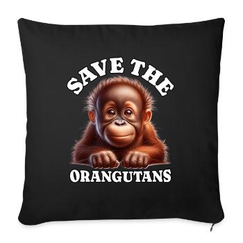 Orangutan - Sofa pillowcase 17,3'' x 17,3'' (45 x 45 cm) - black - Front