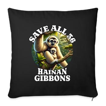 Gibbon Sauvez le gibbon à crête - Housse de coussin décorative 45 x 45 cm - noir - Devant