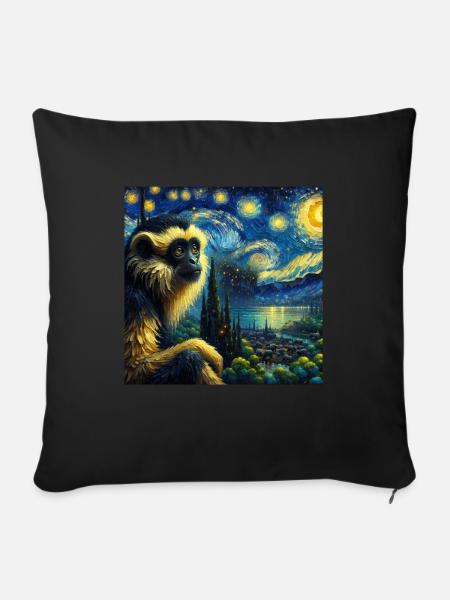 Schopfgibbon Starry Night - Sofakissenbezug 45 x 45 cm - Schwarz
