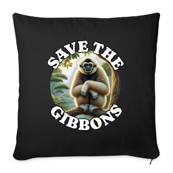Gibon à crête - Housse de coussin décorative 45 x 45 cm - noir - Devant