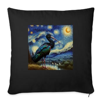 Northern Bald Ibis Starry Night - Sofa pillowcase 17,3'' x 17,3'' (45 x 45 cm) - black - Front