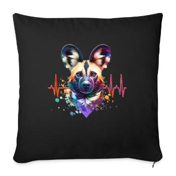 ECG de chien sauvage africain - Housse de coussin décorative 45 x 45 cm - noir - Devant