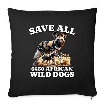 Save African Wild Dog - Sofa pillowcase 17,3'' x 17,3'' (45 x 45 cm) - black - Front