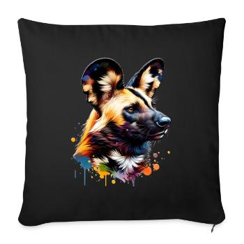 Chien sauvage d’Afrique - Housse de coussin décorative 45 x 45 cm - noir - Devant