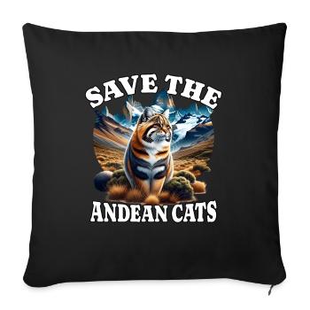 Chat Chat des Andes - Housse de coussin décorative 45 x 45 cm - noir - Devant