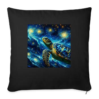 Tortue imbriquée Nuit étoilée - Housse de coussin décorative 45 x 45 cm - noir - Devant