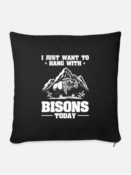 Büffel Bison - Sofakissenbezug 45 x 45 cm - Schwarz