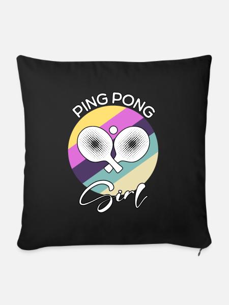 Ping Pong Girl - Sofakissenbezug 45 x 45 cm - Schwarz