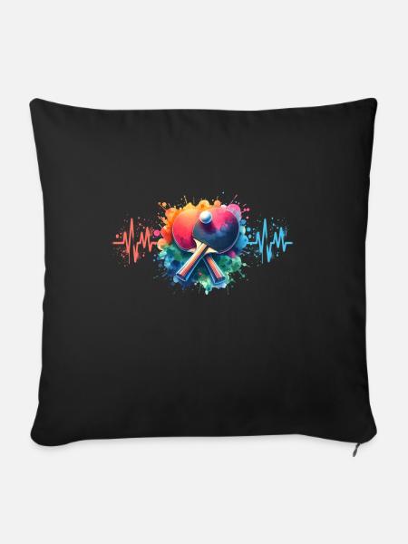 Ping Pong Herzlinie - Sofakissenbezug 45 x 45 cm - Schwarz