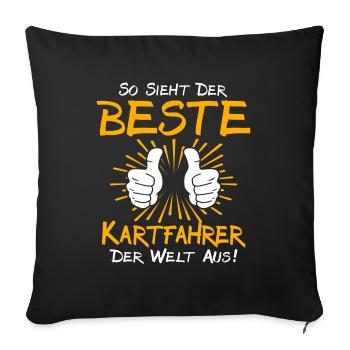 Kartfahrer Geschenkidee - Sofakissenbezug 45 x 45 cm - Schwarz - Vorne