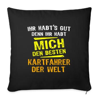 Cadeau de pilote de kart - Housse de coussin décorative 45 x 45 cm - noir - Devant