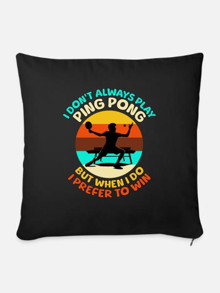 Ping Pong Tischtennis - Sofakissenbezug 45 x 45 cm - Schwarz