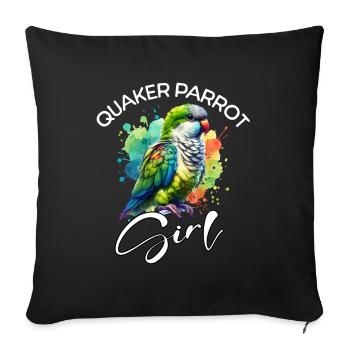 Quaker Perroquet Fille Moine Perruche - Housse de coussin décorative 45 x 45 cm - noir - Devant