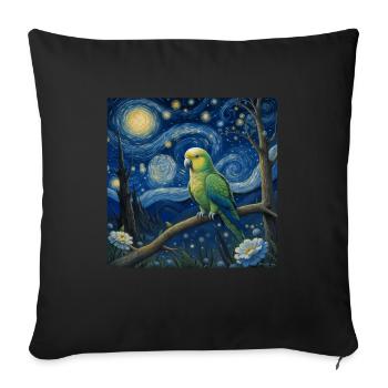 Perruche moine Nuit étoilée - Housse de coussin décorative 45 x 45 cm - noir - Devant