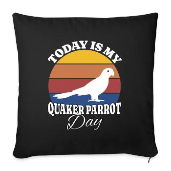 Perruche moine Perroquet Quaker - Housse de coussin décorative 45 x 45 cm - noir - Devant