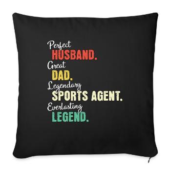 Papa agent sportif - Housse de coussin décorative 45 x 45 cm - noir - Devant