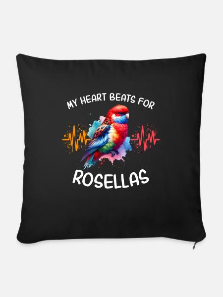 Rosellasittich Herzlinie - Sofakissenbezug 45 x 45 cm - Schwarz